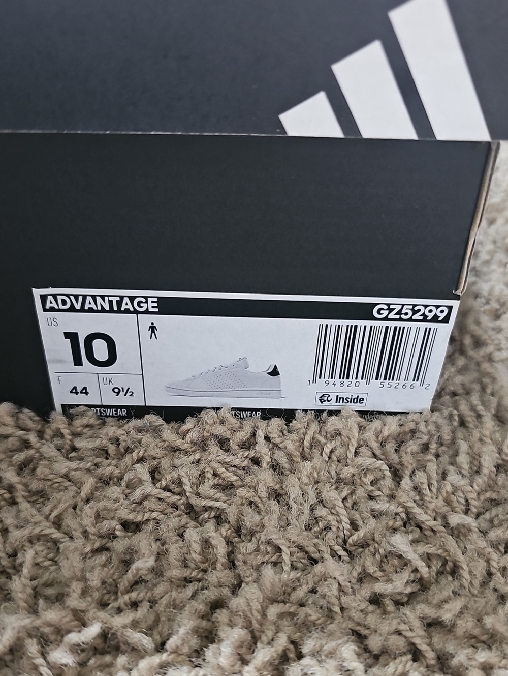 NWT Adidas Advantage Shoes White Sneakers Cloudfoam Comfort 10 Tennis Shoes - Picture 2 of 10